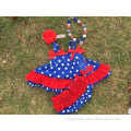 2015 baby girls kids 4th of July patriotic swing top set swing outfits with matching headband and necklace